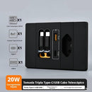 PowerSocket 5 em 1™ – Tomada 20w com Cabos Retráteis de 80 cm