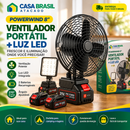 Ventilador Portátil PowerWind 8 – Recarregável com 2 Baterias e Luz LED