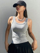 Camiseta Regata Feminina Básica de Malha de Verão