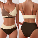 Conjunto de Biquíni Feminino Cintura Alta com Design Cruzado