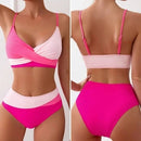 Conjunto de Biquíni Feminino Cintura Alta com Design Cruzado