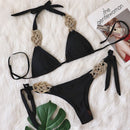 Conjunto de Biquíni Feminino Trançado com Amarração