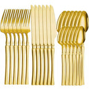 Conjunto de Talheres Dourado 24 Peças de Aço Inoxidável