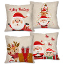 Kit 4 Capas de Almofada Natalinas 45x45cm Papai Noel e Amigos