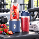 Mini Liquidificador Portátil Recarregável com 2 Copos 400ml e 6 Lâminas