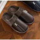 Pantufa Masculina de Couro Impermeável Antiderrapante para Inverno
