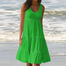 Vestido Feminino Midi Básico Plissado