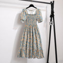 Vestido Feminino de Verão Florido Plissado