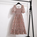 Vestido Feminino de Verão Florido Plissado
