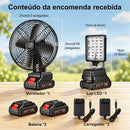 Ventilador Portátil PowerWind 8 – Recarregável com 2 Baterias e Luz LED