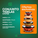 Kit Conjunto De Potes 5 Peças - Vidro Resistente